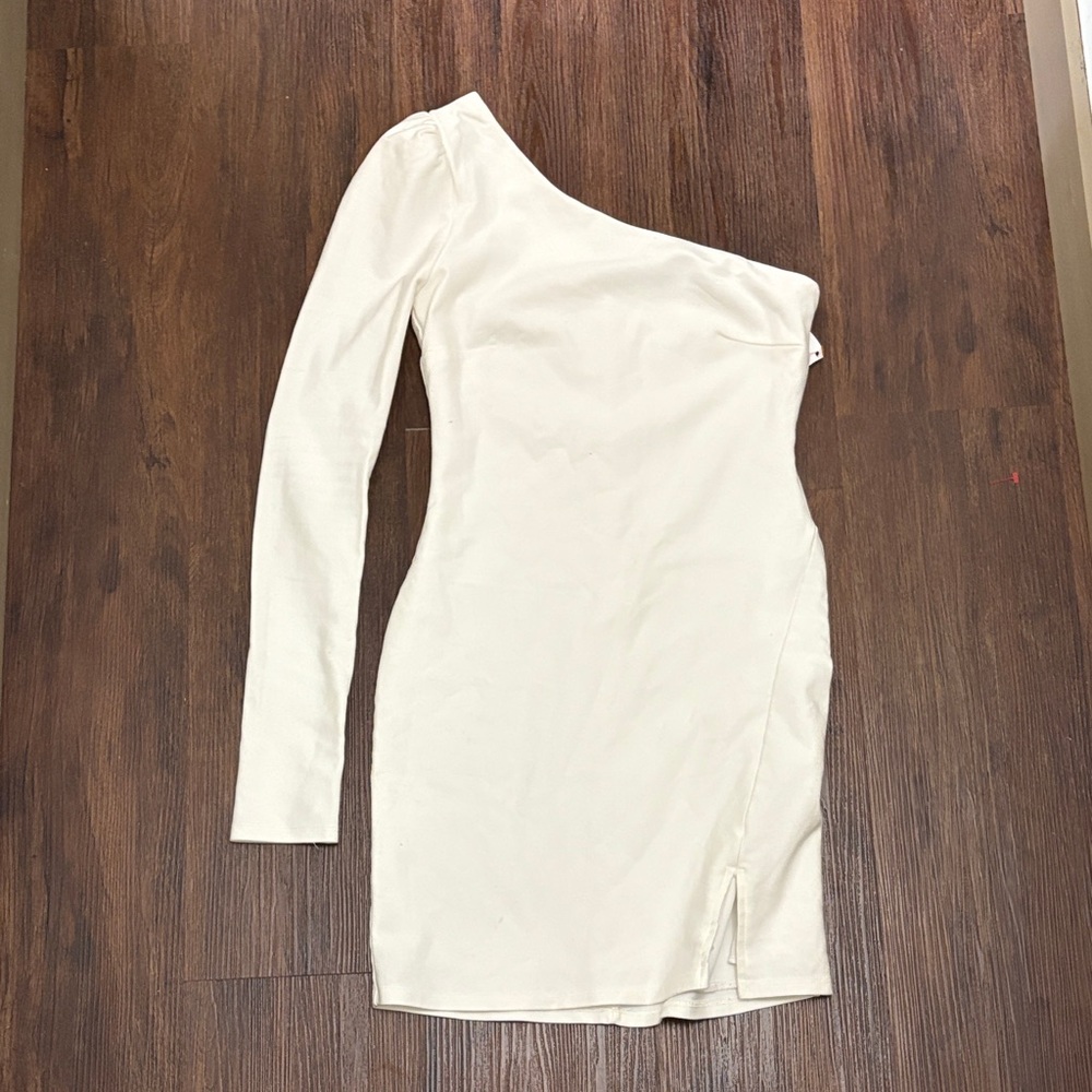 Anna Grace Cream One-Shoulder Mini Dress